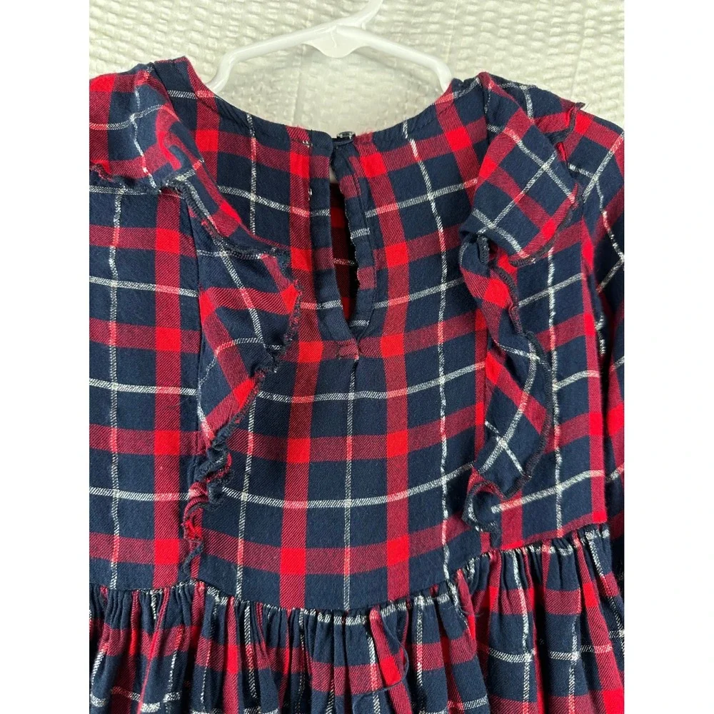 Oshkosh B'gosh Girls Plaid Dress‎ Long Sleeve Ruffle Bow Xmas 24 Months